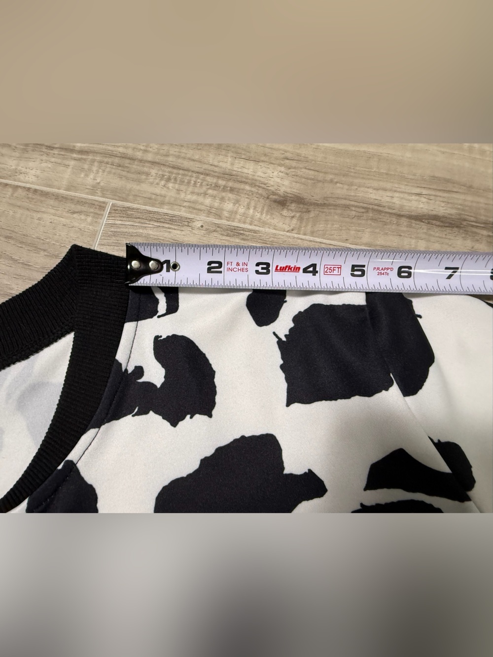 Women's Black & White Cow Print Bomber Jacket - Picture 5 of 7